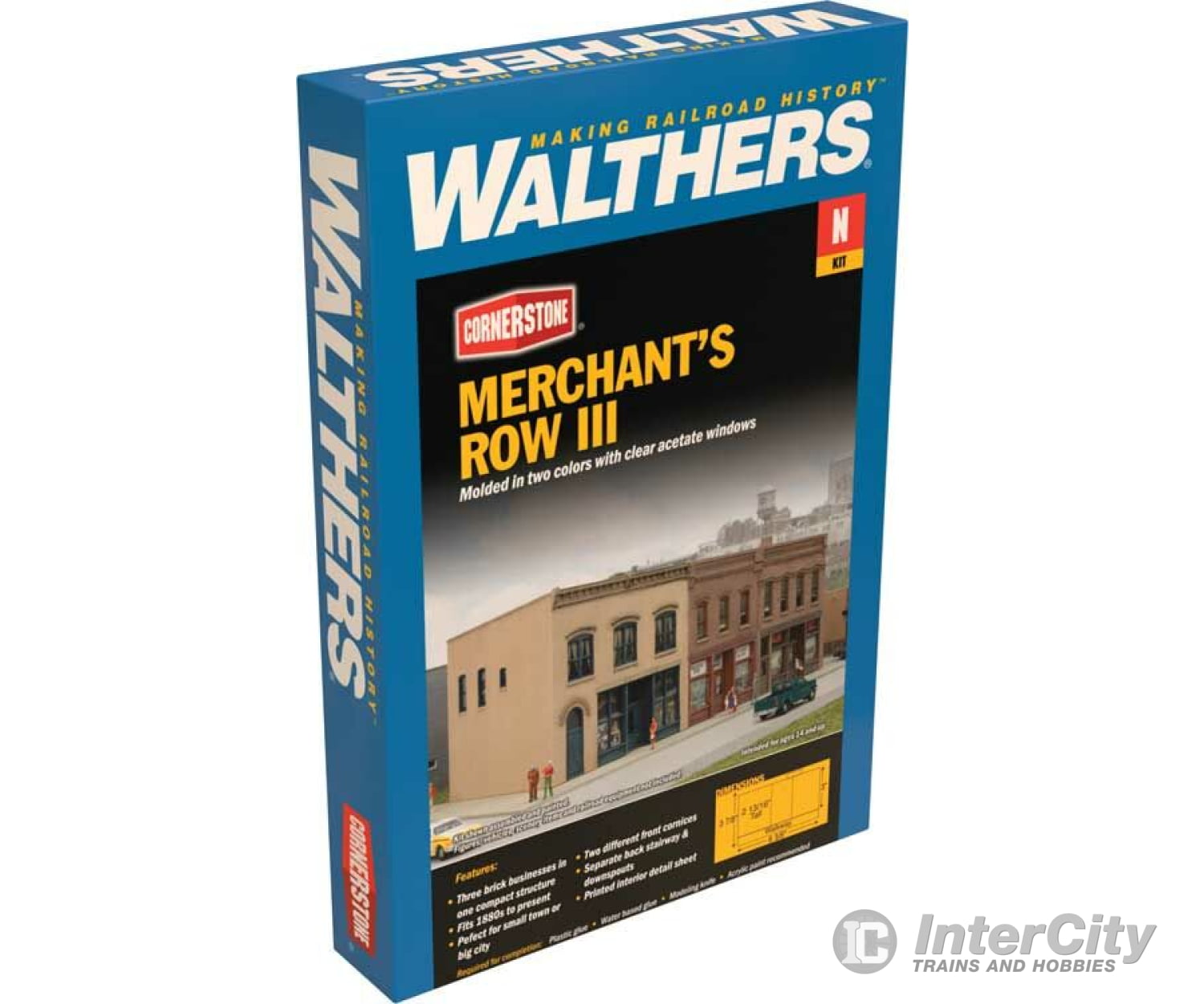 Walthers Cornerstone 3851 Merchant’s Row Iii -- Kit - 6-3/8 X 3-7/8 2-13/16’ 16.1 9.8 7.1Cm