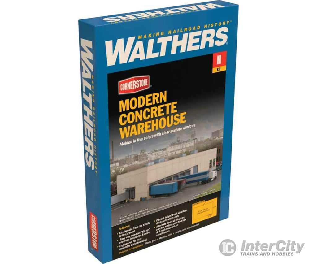 Walthers Cornerstone 3862 Modern Concrete Warehouse -- Kit - 12 X 6-3/4 3-3/16’ 30.4 17.1 8Cm