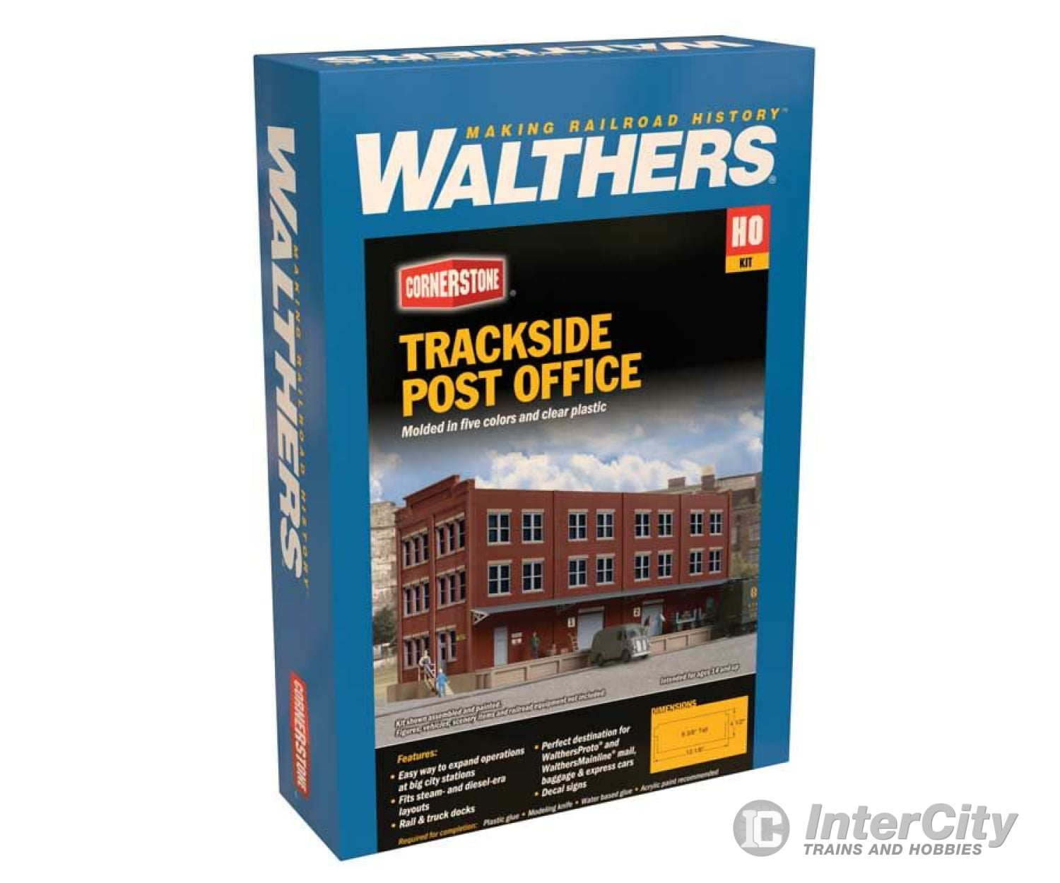 Walthers Cornerstone 4063 Trackside Post Office -- Kit - 13-1/8 X 4-1/2 6-3/8’ 32.8 11.2 15.9Cm