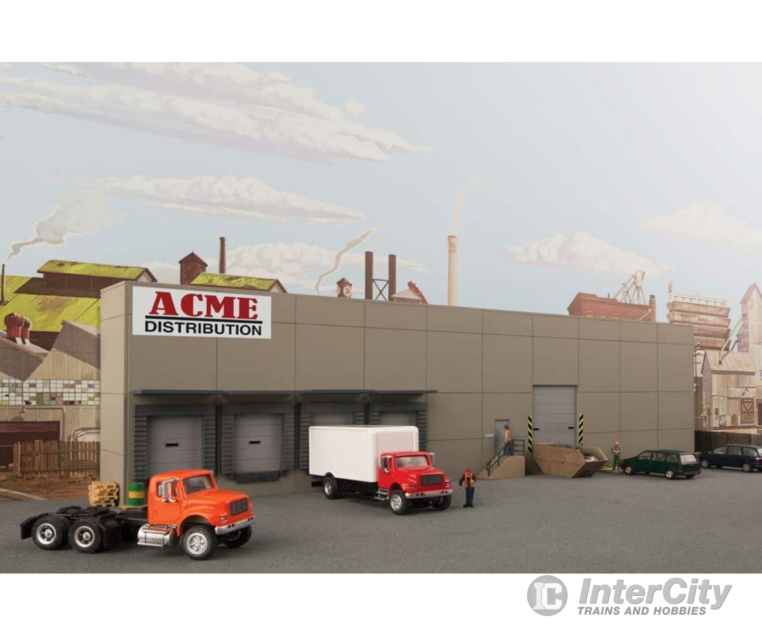 Walthers Cornerstone 4071 Modern Concrete Warehouse Background Building -- Kit - Each: 16-5/8 X