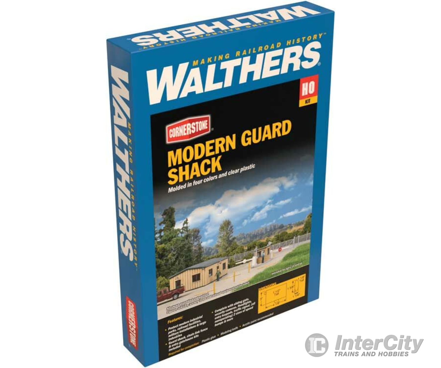 Walthers Cornerstone 4076 Modern Guard Shack -- Kit - Shack: 4-1/8 X 3 1-1/2’; Booth: 1-1/4 1-5/8