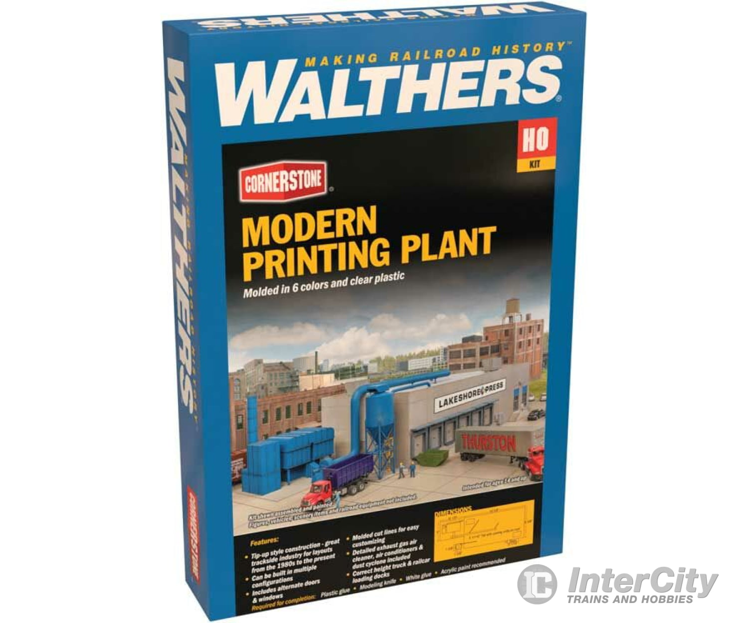 Walthers Cornerstone 4079 Modern Printing Plant - Industrial Park -- Kit 16-5/8 X 8-3/8 5-11/16 42.2