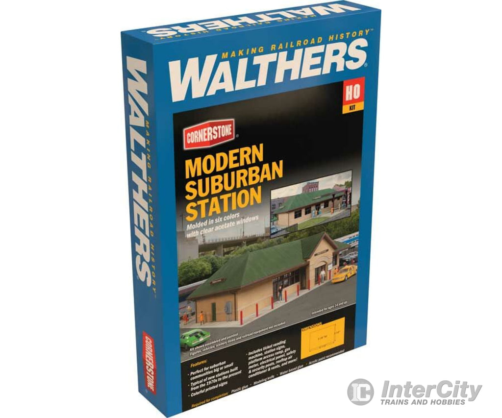 Walthers Cornerstone 4095 Modern Suburban Station -- Kit - 10-7/16 X 6-1/2 3-1/8’ 26.5 16.5 7.9Cm