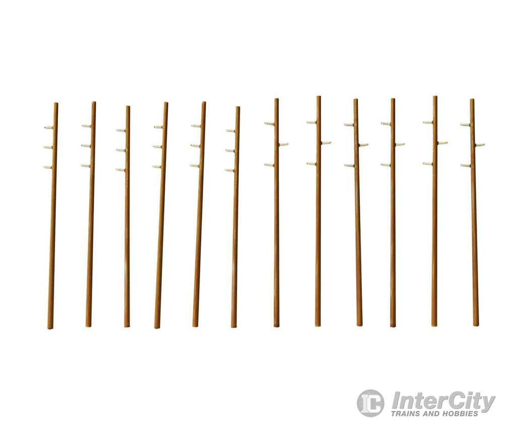 Walthers Cornerstone 4173 Intermediate Height Utility Poles (Wood) Pkg(12) -- Kit - Each 6-1/4’