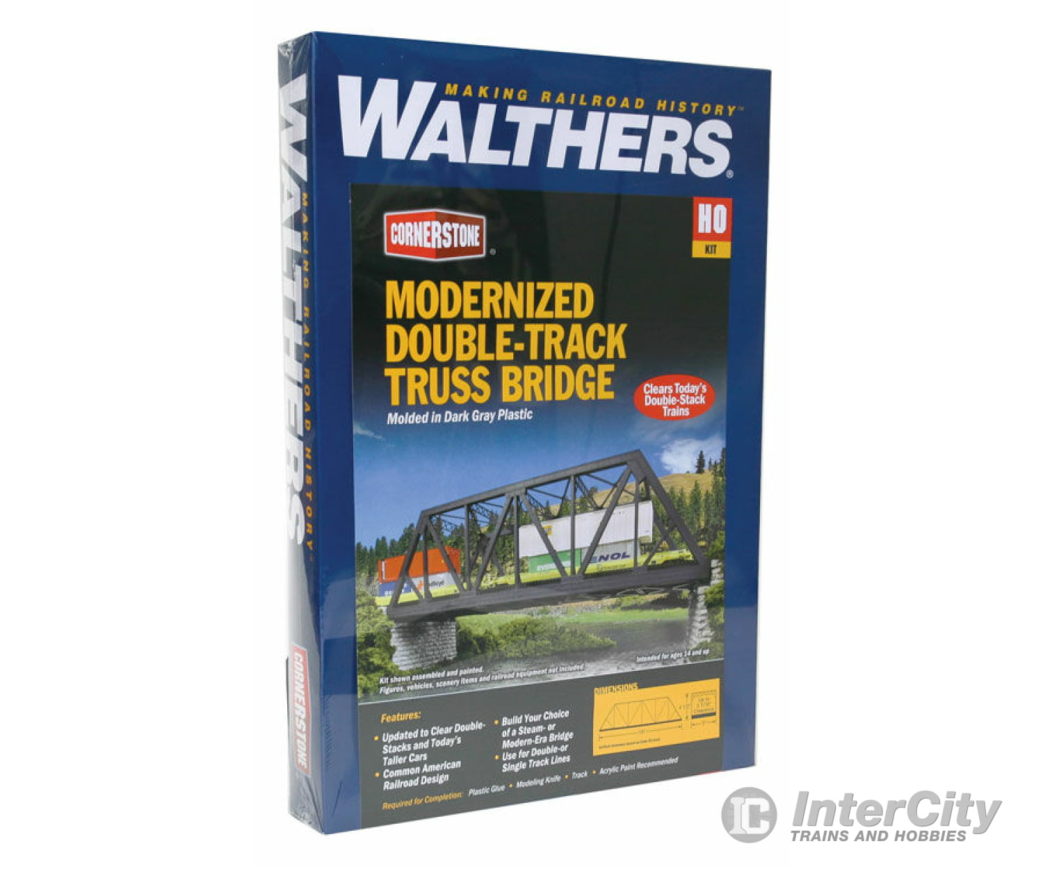 Walthers Cornerstone 4510 Modernized Double-Track Railroad Truss Bridge -- Kit - 15 X 5 4-1/2’