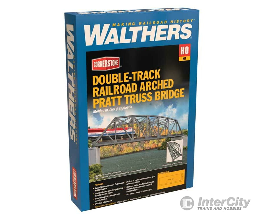 Walthers Cornerstone 4522 Arched Pratt Truss Railroad Bridge -- Double-Track Kit - 23 X 5 5-1/4’