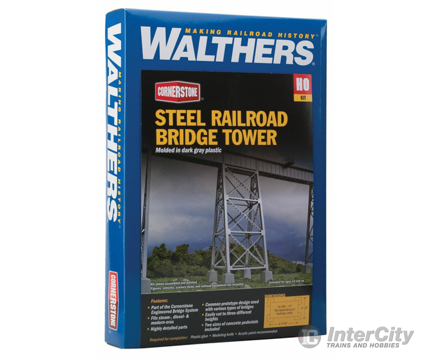 Walthers Cornerstone 4554 Steel Railroad Bridge Tower -- Kit - 4-7/16 X 4-1/2 11’ 11.3 11.4