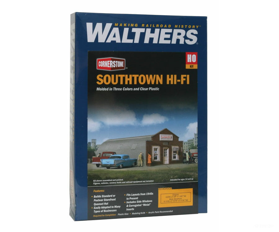 Walthers Cornerstone Ho 2919 Southtown Hi-Fi -- Kit - 6-9/16 X 2-3/4 1-3/8 16.6 6.9 3.4Cm Structures