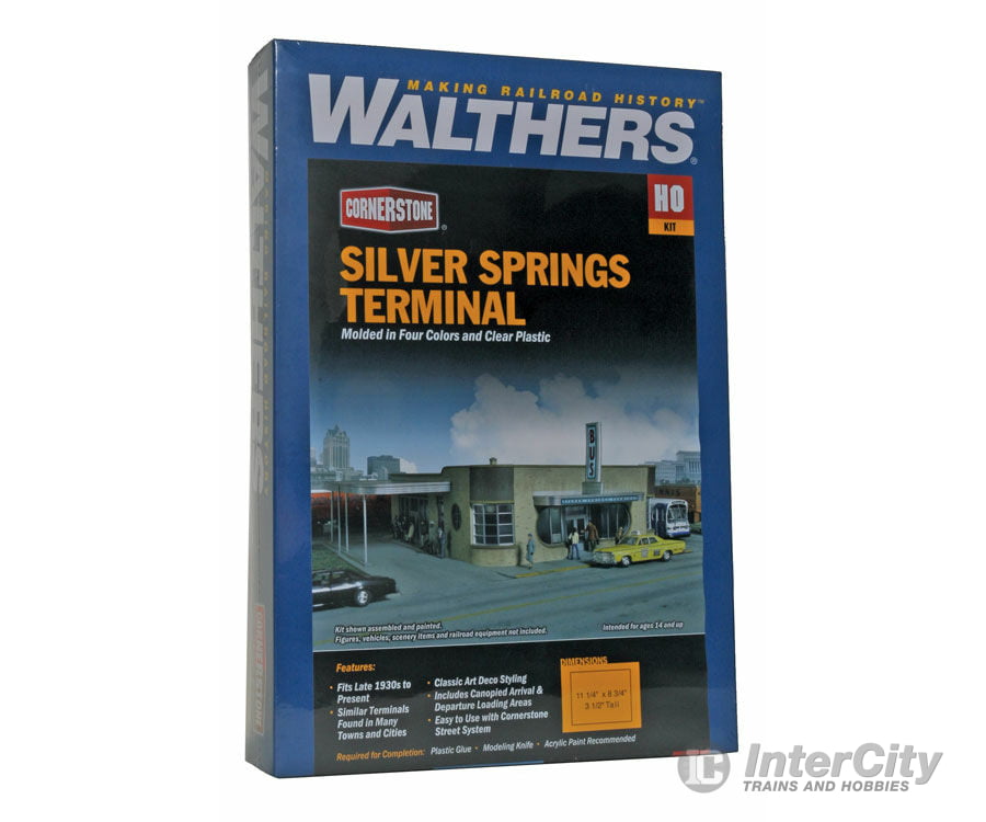 Walthers Cornerstone Ho 2934 Silver Springs Bus Terminal -- Kit - 11-1/4 X 8-3/4 3-1/2 28.5 22.2