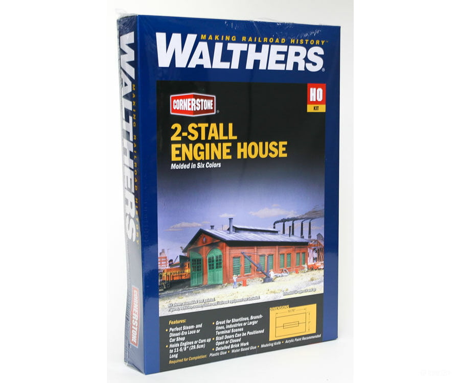 Walthers Cornerstone Ho 3007 2-Stall Enginehouse -- Kit - 12-3/4 X 7 5-1/4 31.8 17.5 13.1Cm Holds