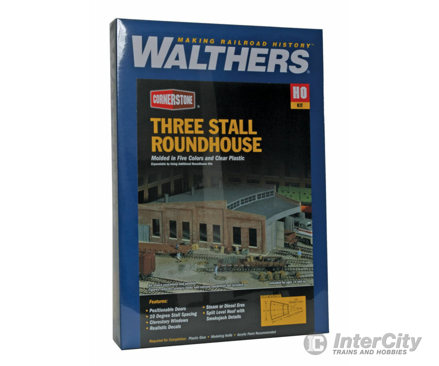 Walthers Cornerstone Ho 3041 Three-Stall Roundhouse -- Kit - 14 X 14-1/4 4-11/16 35.6 36.2 11.9Cm