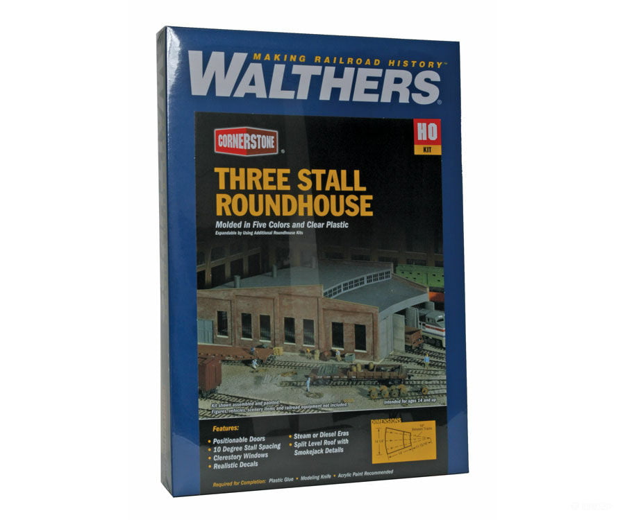 Walthers Cornerstone Ho 3041 Three-Stall Roundhouse -- Kit - 14 X 14-1/4 4-11/16 35.6 36.2 11.9Cm