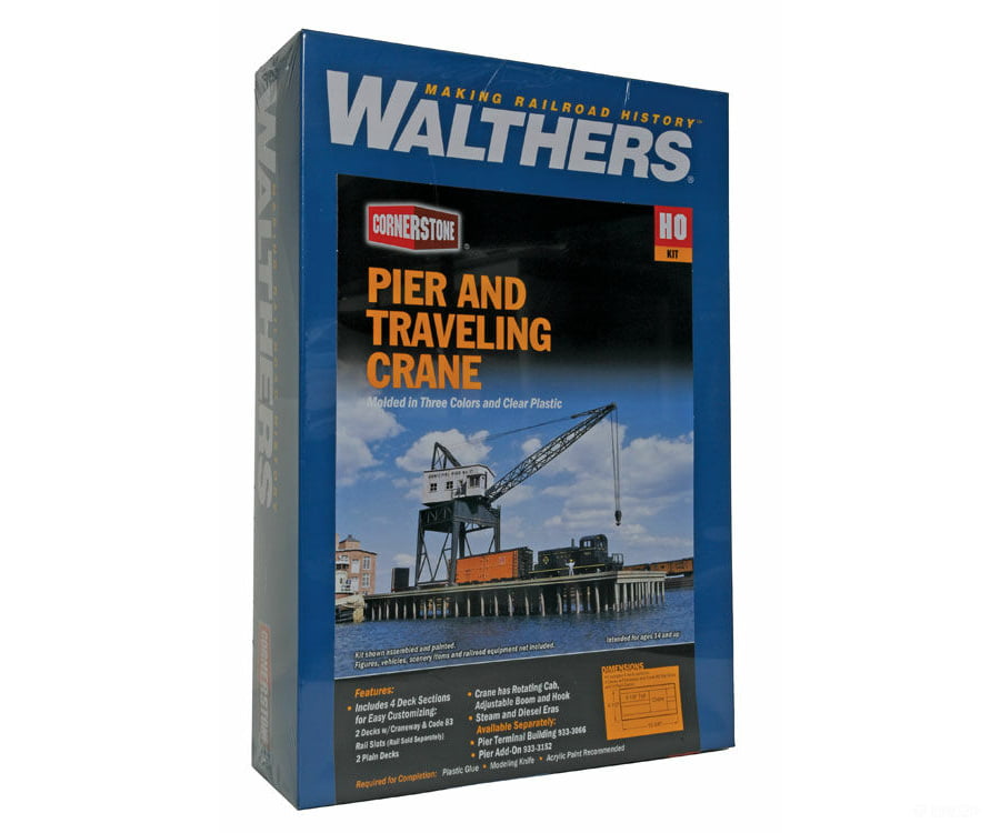 Walthers Cornerstone Ho 3067 Pier & Traveling Crane -- Kit - Pier: 12-5/8 X 5-3/4 1-1/2; Crane: 4