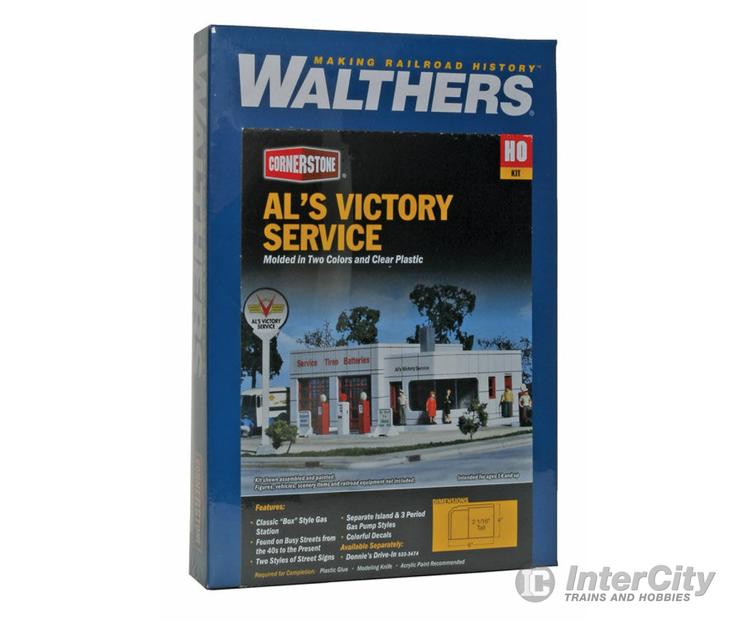 Walthers Cornerstone Ho 3072 Als Victory Service Gas Station -- Kit - 4 X 6 2-1/16 10 15 5.8Cm