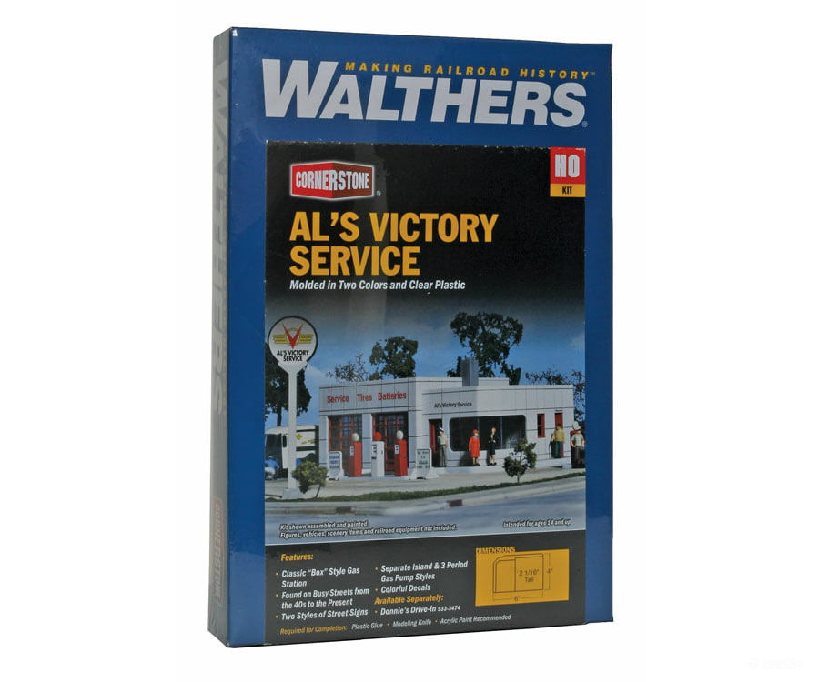 Walthers Cornerstone Ho 3072 Als Victory Service Gas Station -- Kit - 4 X 6 2-1/16 10 15 5.8Cm