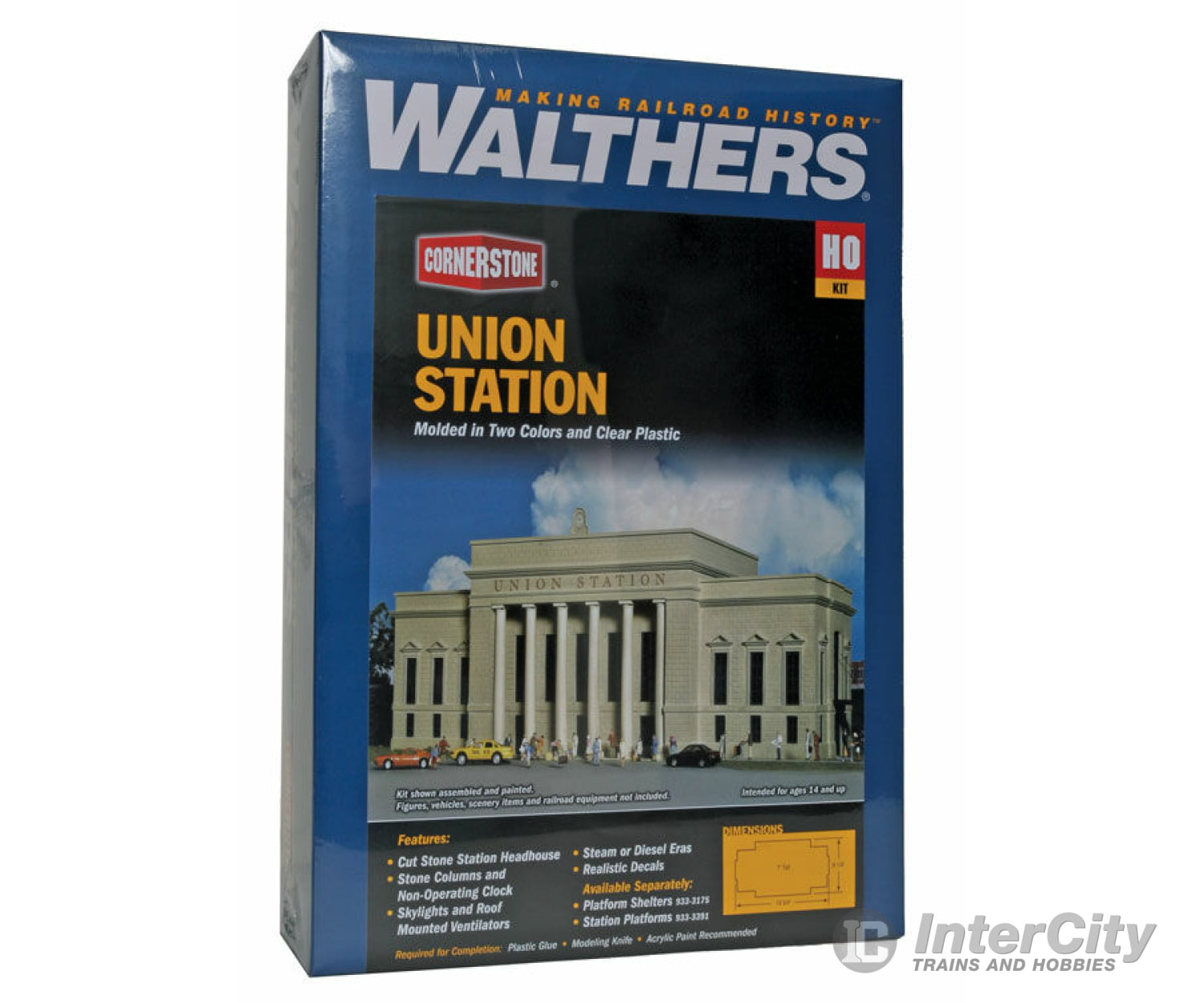 Walthers Cornerstone Ho 3094 Union Station -- Kit - 19-3/4 X 8-1/4 7 49.3 20.6 17.5Cm Structures