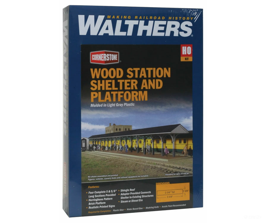 Walthers Cornerstone Ho 3188 Wood Station Shed & Platform -- Kit - 4 Sections Each: 5-5/8 X 2-3/8 14