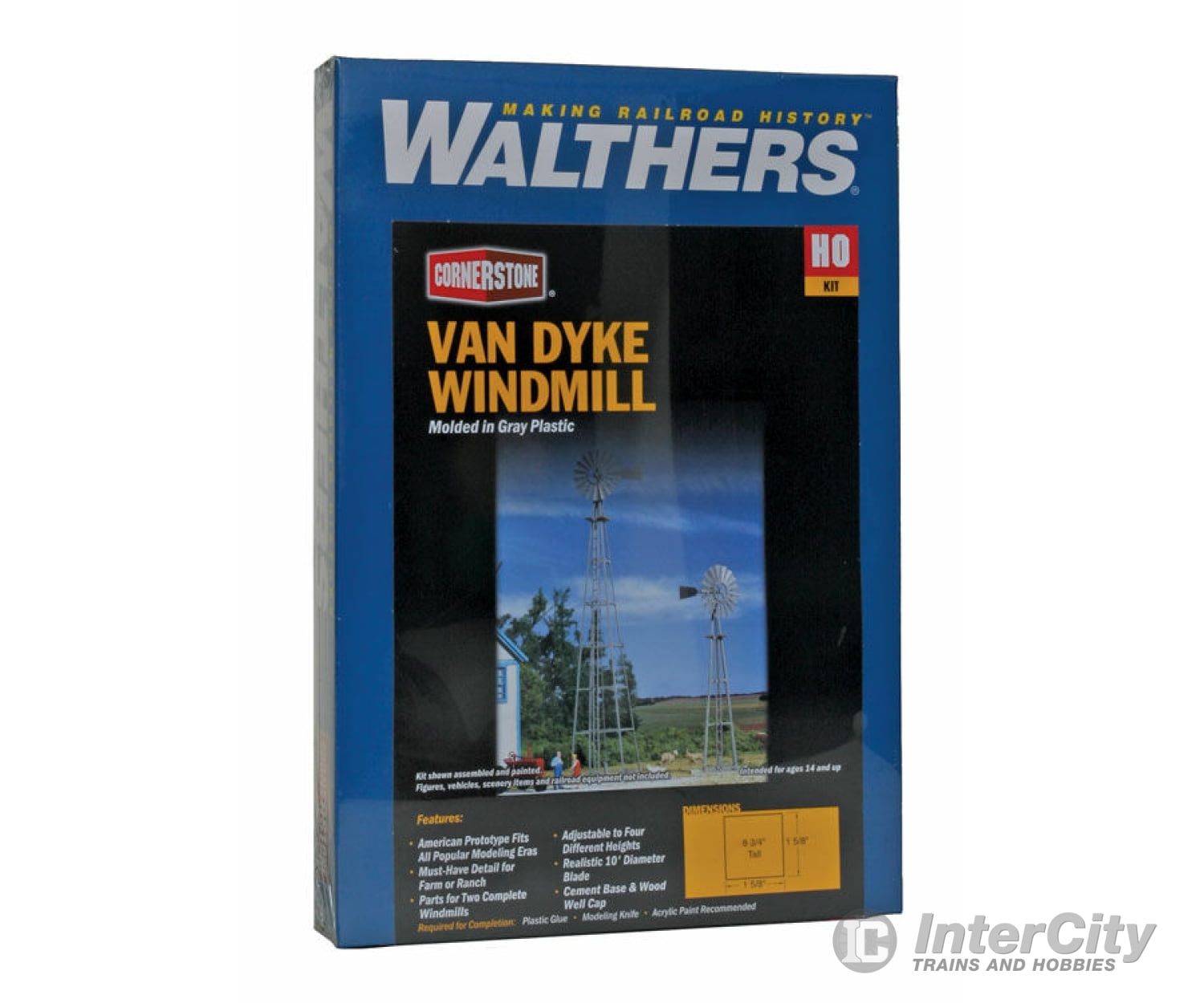 Walthers Cornerstone Ho 3198 Van Dyke Farm Windmill -- Kit - 1-5/8 X 8-3/4 4.1 22.2Cm Pkg(2)