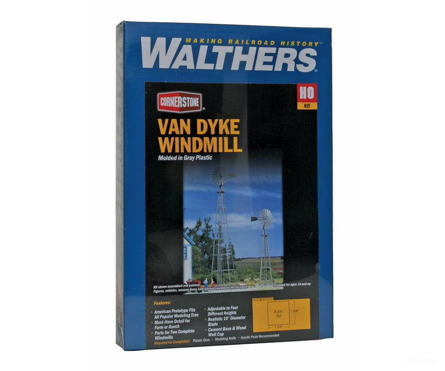 Walthers Cornerstone Ho 3198 Van Dyke Farm Windmill -- Kit - 1-5/8 X 8-3/4 4.1 22.2Cm Pkg(2)