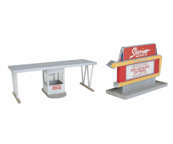 Walthers Cornerstone Ho 3478 Skyview Drive-In Theater -- Kit - Screen Holds Most 7 Tablets (7-7/8 X