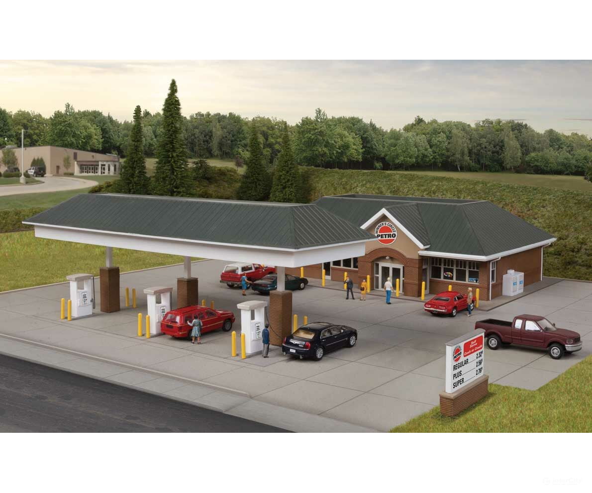 Walthers Cornerstone Ho 3537 Modern Gas Station -- Kit - Main Building: 10-7/16 X 6-1/2 3-1/8 26.5