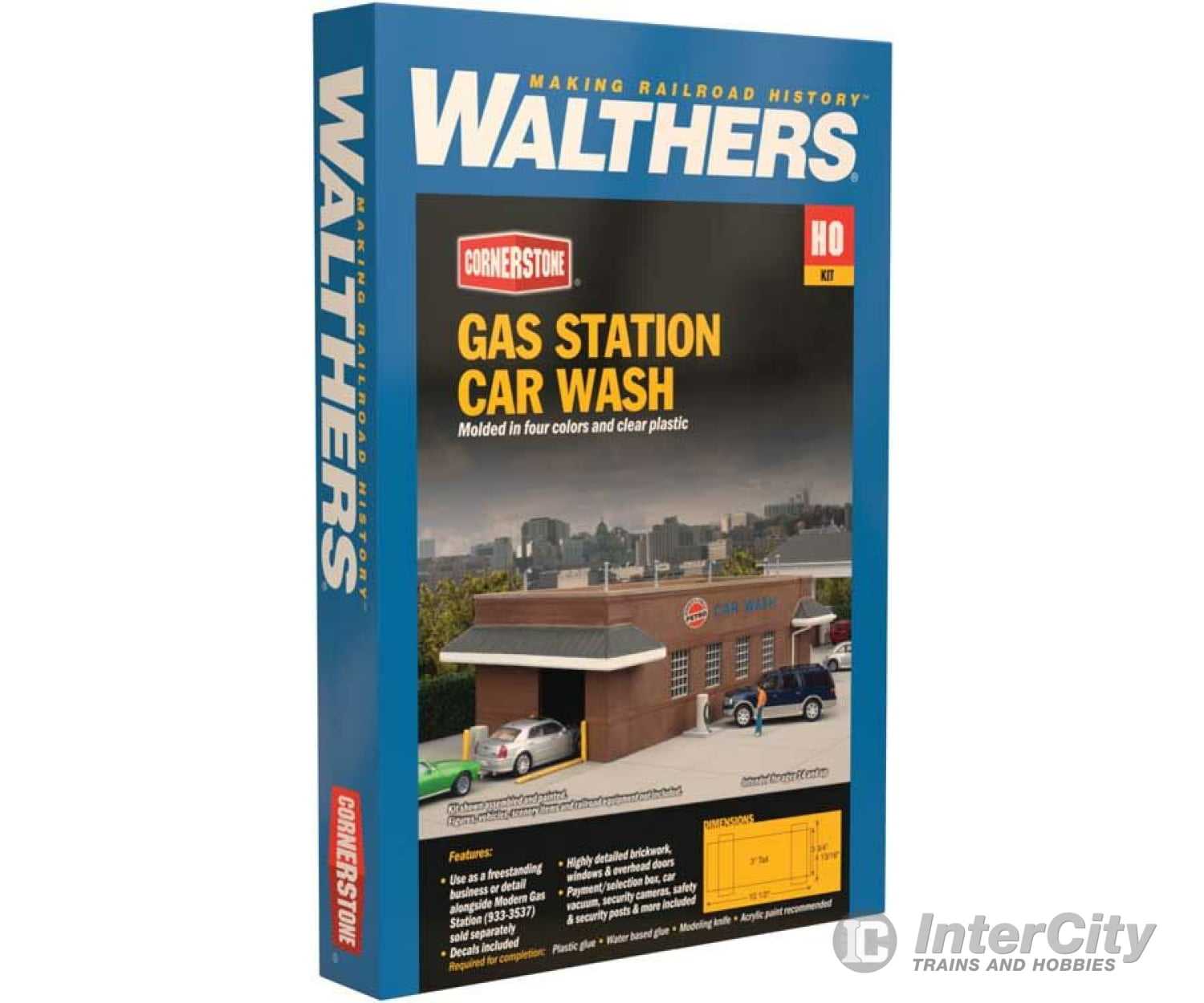 Walthers Cornerstone Ho 3539 Gas Station Car Wash -- Kit - 10-1/2 X 4-13/16 3 26.6 12.2 7.6Cm