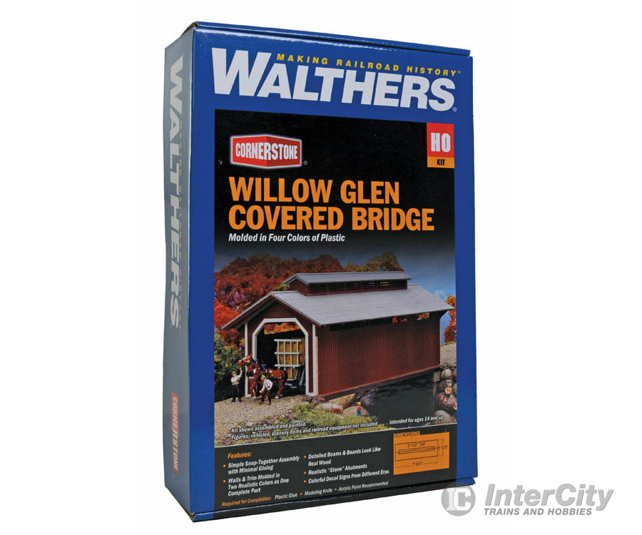 Walthers Cornerstone Ho 3652 Willow Glen Covered Bridge -- Kit - 8-1/2 X 3-1/2 21.2 8.7 8.7Cm (At