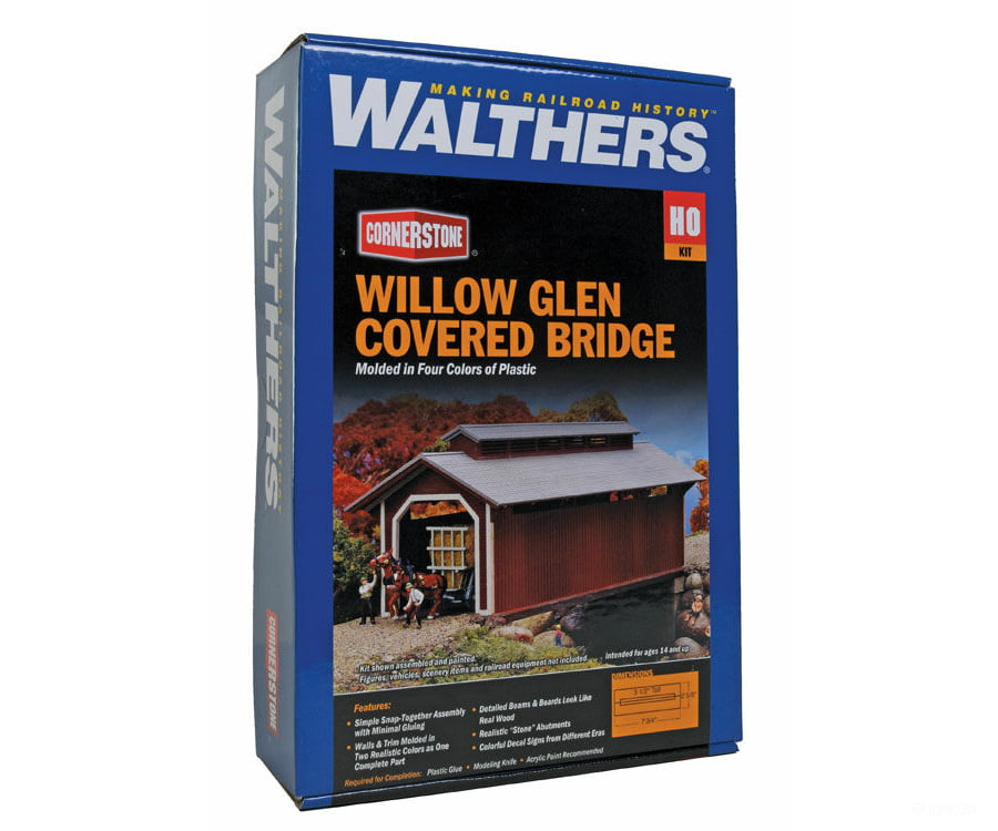 Walthers Cornerstone Ho 3652 Willow Glen Covered Bridge -- Kit - 8-1/2 X 3-1/2 21.2 8.7 8.7Cm (At