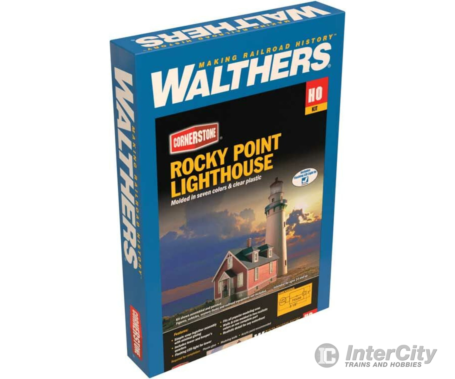 Walthers Cornerstone Ho 3663 Rocky Point Lighthouse -- Kit - 3 X 8-1/8 8-7/8 7.5 20.3 22.8Cm