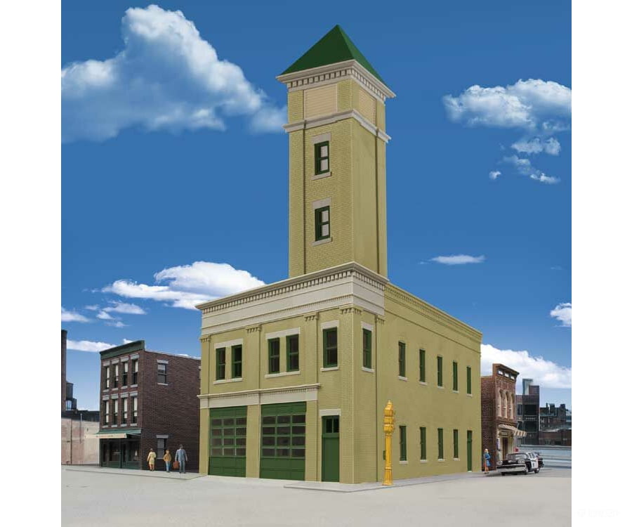 Walthers Cornerstone Ho 4022 Two-Bay Fire Station -- Kit - 8 X 4-7/8 5-1/2 20.3 12.4 14Cm Structures