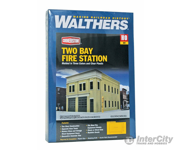 Walthers Cornerstone Ho 4022 Two-Bay Fire Station -- Kit - 8 X 4-7/8 5-1/2 20.3 12.4 14Cm Structures