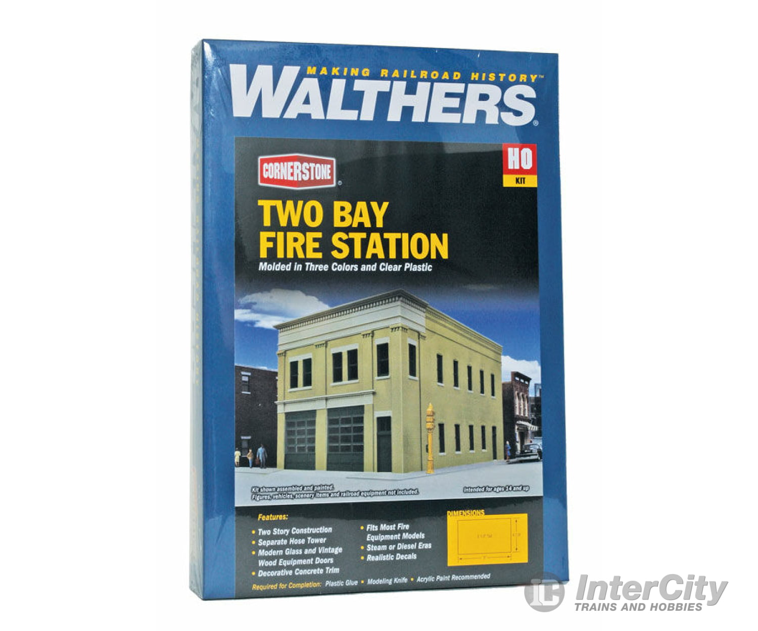 Walthers Cornerstone Ho 4022 Two-Bay Fire Station -- Kit - 8 X 4-7/8 5-1/2 20.3 12.4 14Cm Structures