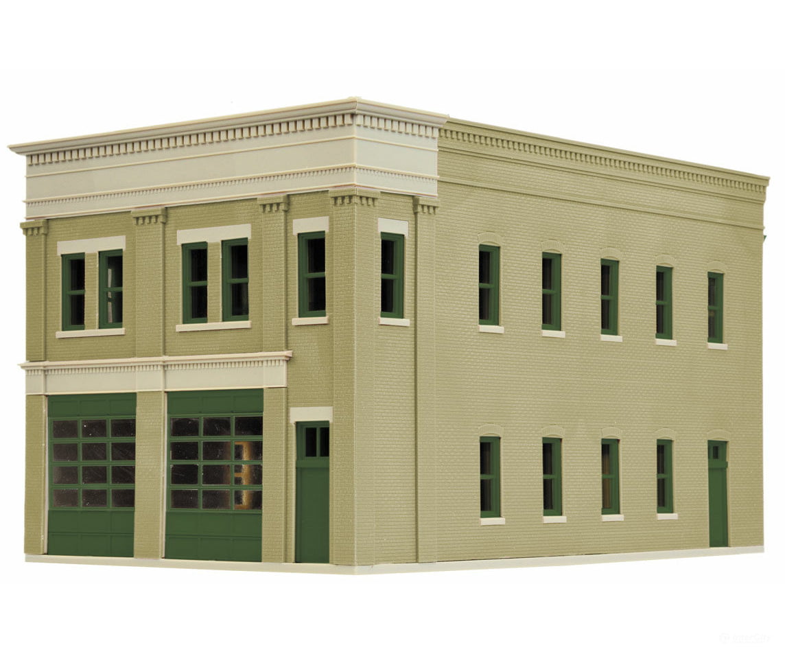 Walthers Cornerstone Ho 4022 Two-Bay Fire Station -- Kit - 8 X 4-7/8 5-1/2 20.3 12.4 14Cm Structures