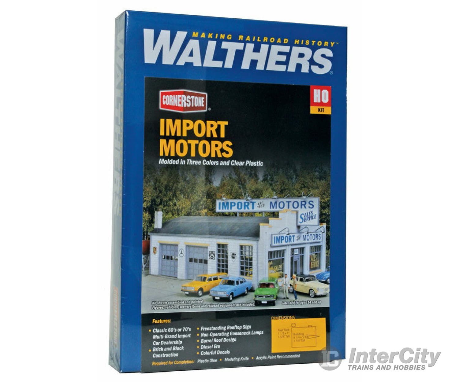 Walthers Cornerstone Ho 4023 Import Motors -- Kit - 7-1/4 X 5-3/8 3-7/8 18.4 13.6 9.4Cm Structures