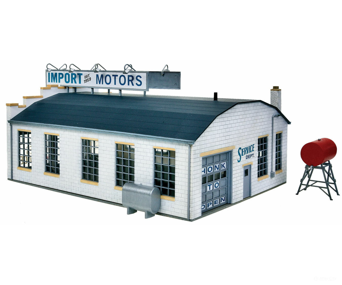 Walthers Cornerstone Ho 4023 Import Motors -- Kit - 7-1/4 X 5-3/8 3-7/8 18.4 13.6 9.4Cm Structures
