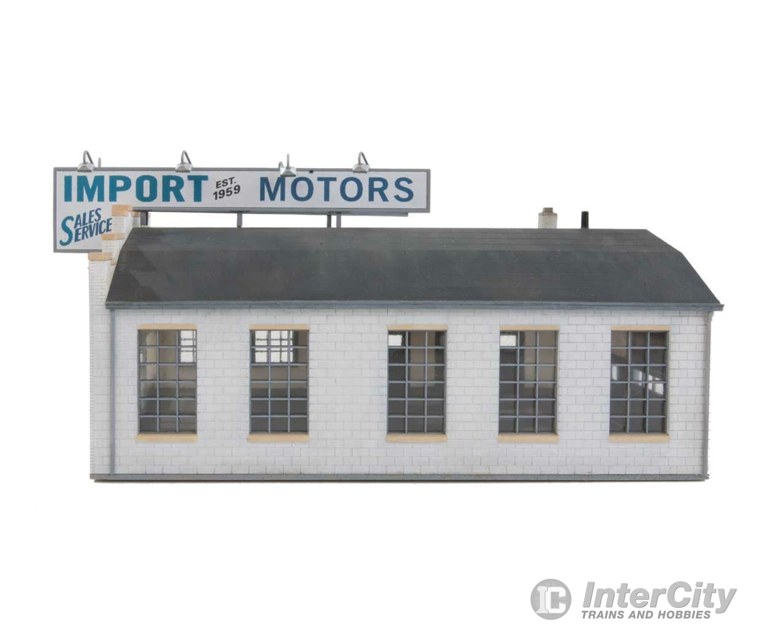 Walthers Cornerstone Ho 4023 Import Motors -- Kit - 7-1/4 X 5-3/8 3-7/8 18.4 13.6 9.4Cm Structures