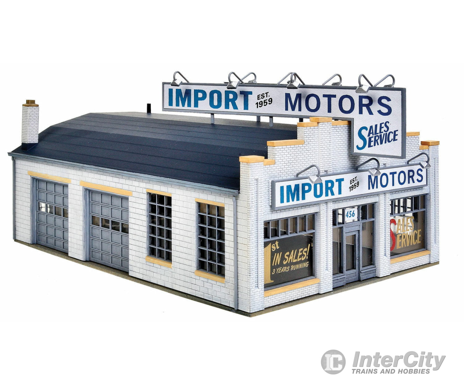 Walthers Cornerstone Ho 4023 Import Motors -- Kit - 7-1/4 X 5-3/8 3-7/8 18.4 13.6 9.4Cm Structures