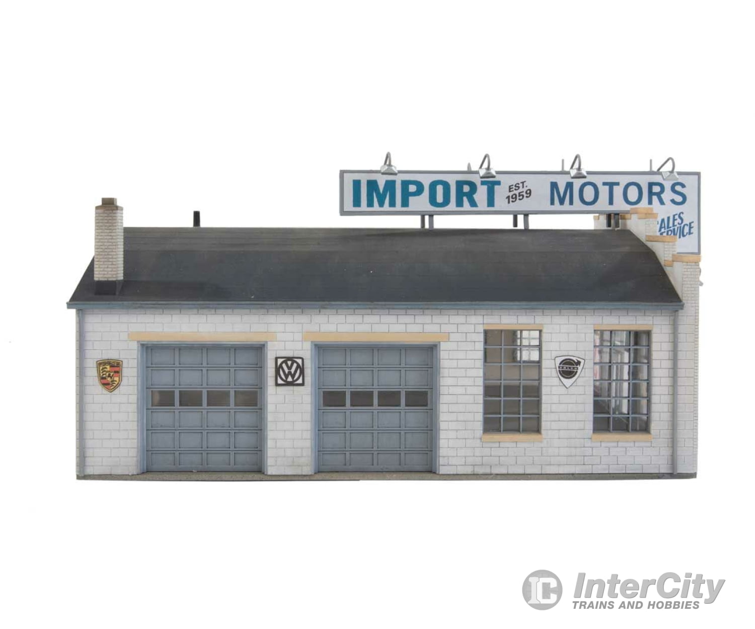 Walthers Cornerstone Ho 4023 Import Motors -- Kit - 7-1/4 X 5-3/8 3-7/8 18.4 13.6 9.4Cm Structures