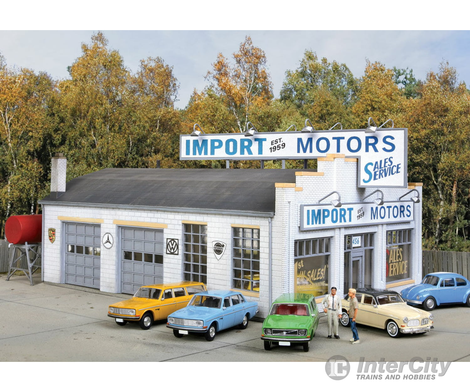 Walthers Cornerstone Ho 4023 Import Motors -- Kit - 7-1/4 X 5-3/8 3-7/8 18.4 13.6 9.4Cm Structures