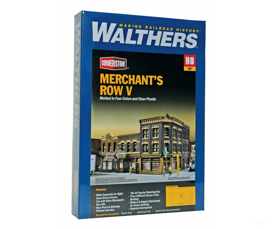 Walthers Cornerstone Ho 4041 Merchants Row V -- Kit - 10-1/2 X 6-7/8 5-5/16 26.6 17.4 13.4Cm