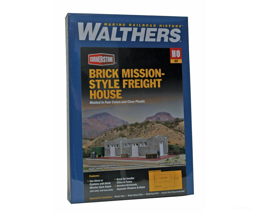 Walthers Cornerstone Ho 4056 Brick Mission-Style Santa Fe Freight House -- Kit - 9-1/2 X 6-1/2 2-1/2