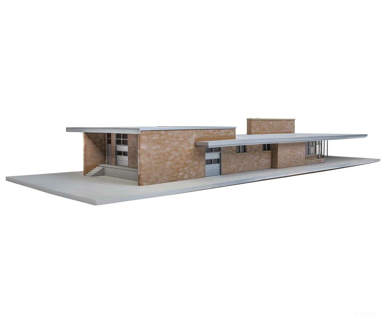 Walthers Cornerstone Ho 4064 Modern Brick Santa Fe Station -- Kit - 21-13/16 X 8-1/16 3 55.5 20.4