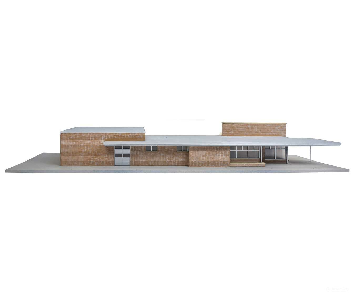 Walthers Cornerstone Ho 4064 Modern Brick Santa Fe Station -- Kit - 21-13/16 X 8-1/16 3 55.5 20.4