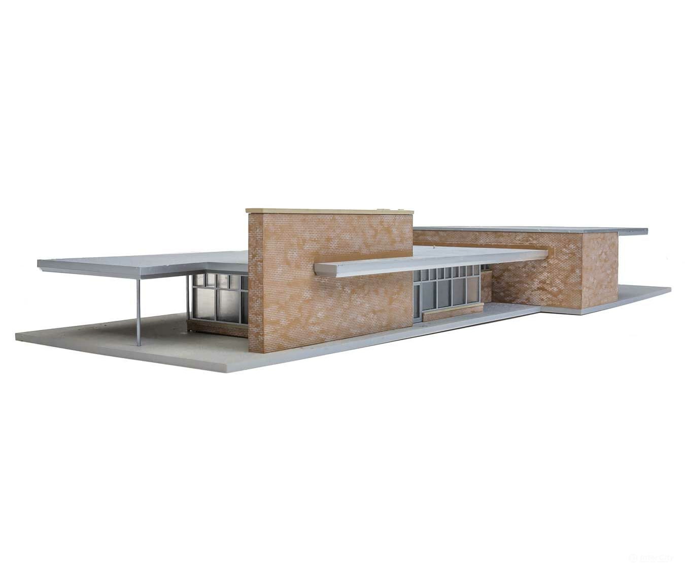 Walthers Cornerstone Ho 4064 Modern Brick Santa Fe Station -- Kit - 21-13/16 X 8-1/16 3 55.5 20.4