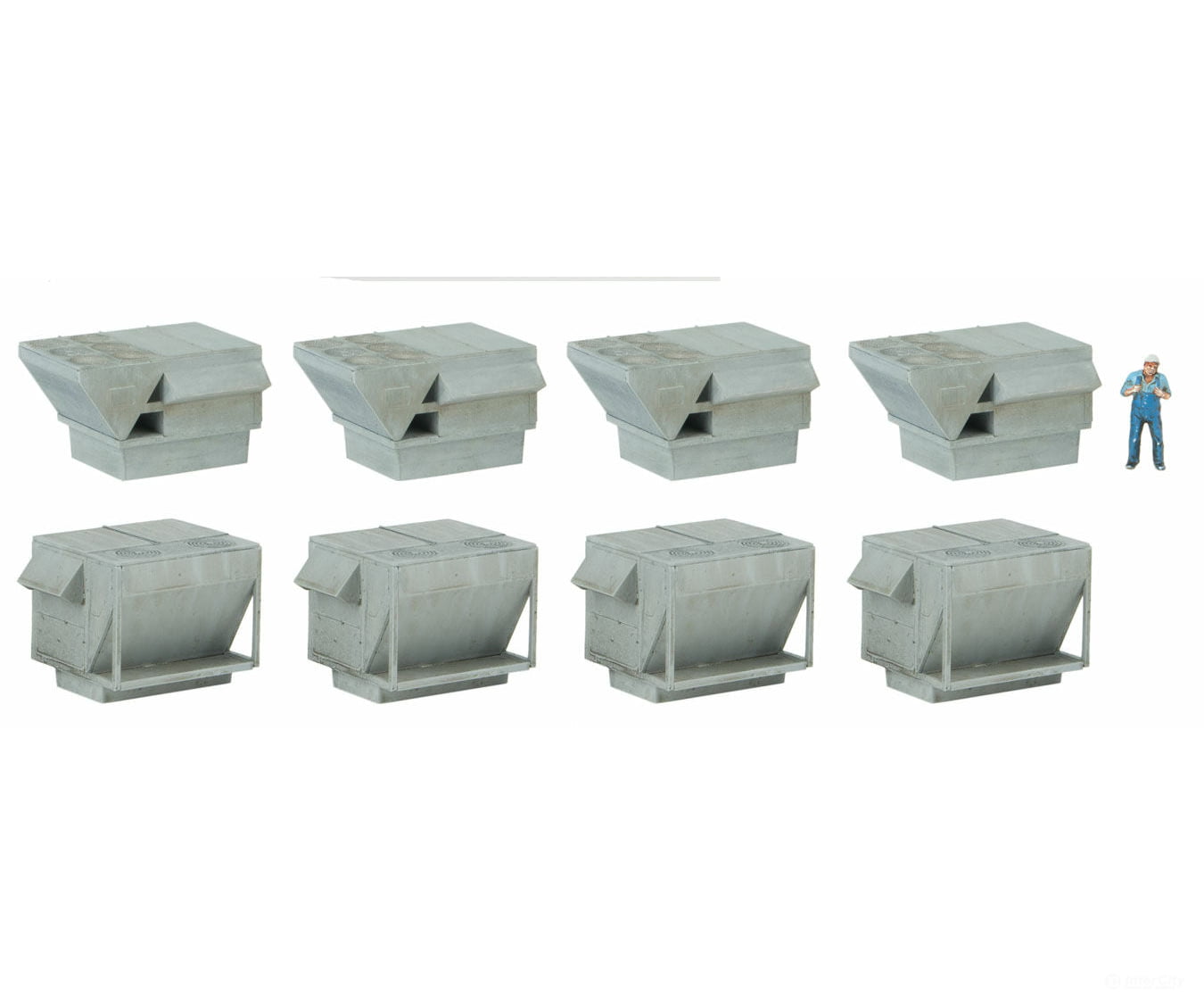 Walthers Cornerstone Ho 4077 Hvac Units -- Kit - 4 Each Of 2 Styles Rooftop Air Conditioners