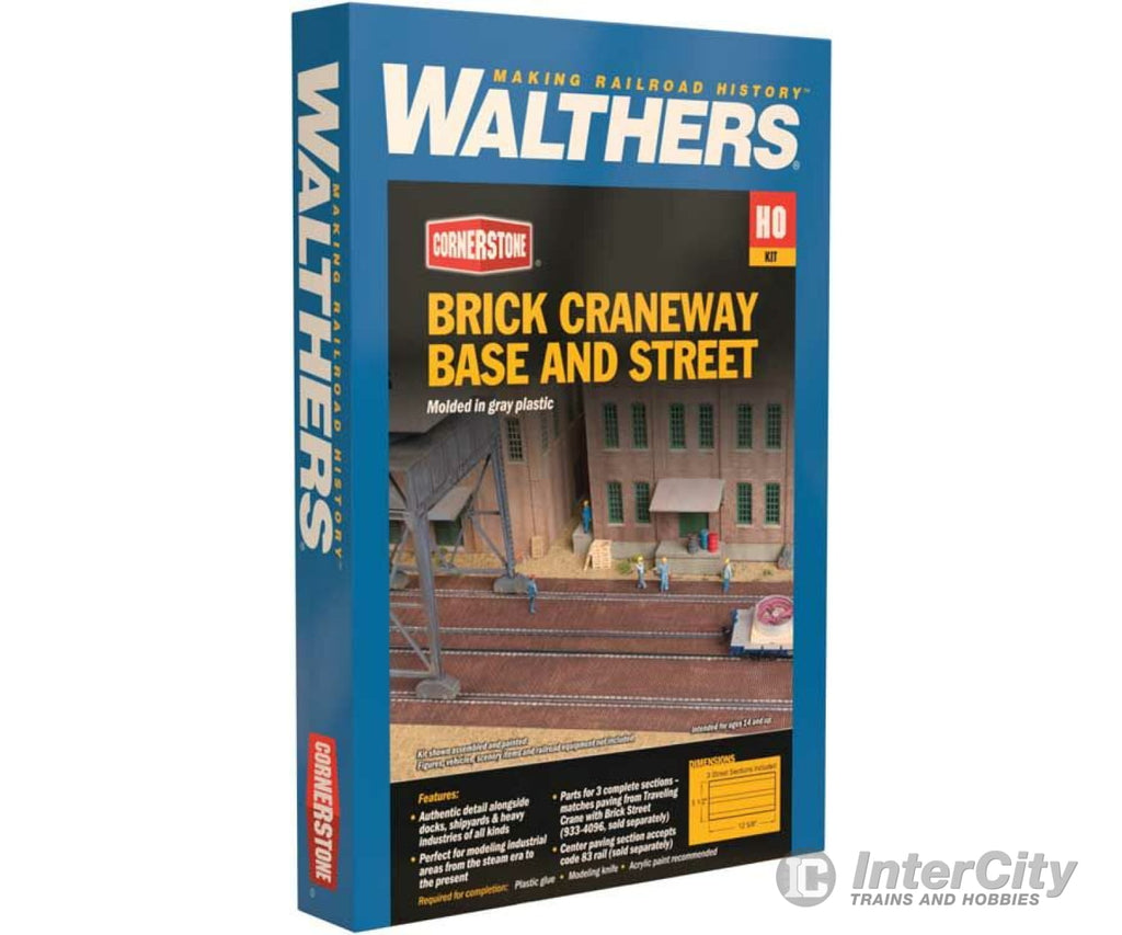 Walthers Cornerstone Ho 4097 Brick Craneway Base And Street 3-Pack -- Kit - Each Section: 12-5/8 X