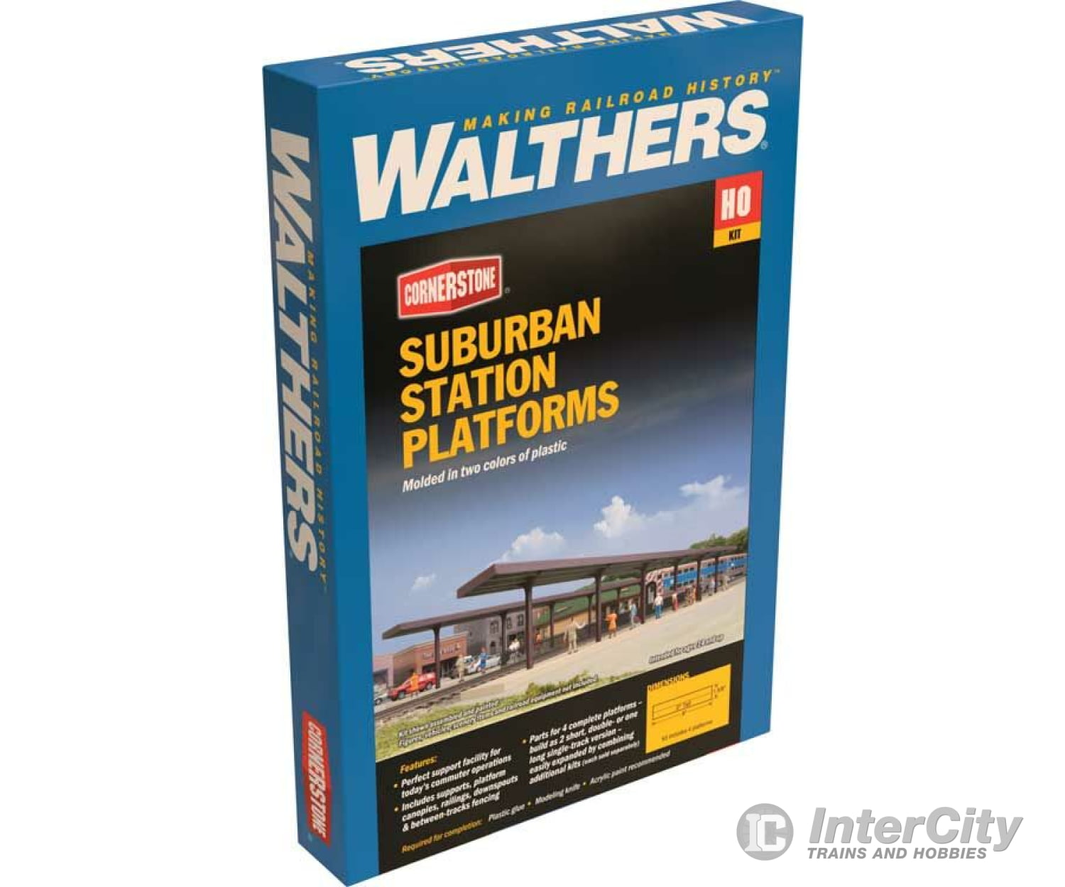 Walthers Cornerstone Ho 4099 Suburban Station Platforms -- Kit Pkg(4) - Each: 16 X 1-5/8 2 40.6 4.1