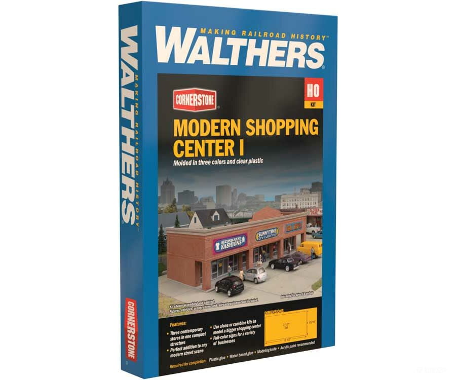 Walthers Cornerstone Ho 4115 Modern Shopping Center I -- Kit - 10-1/2 X 4-15/16 3-1/2 26.6 12.5
