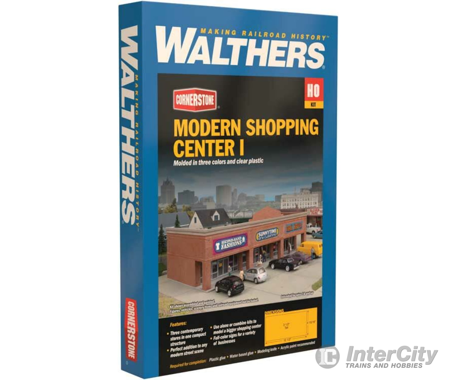 Walthers Cornerstone Ho 4115 Modern Shopping Center I -- Kit - 10-1/2 X 4-15/16 3-1/2 26.6 12.5