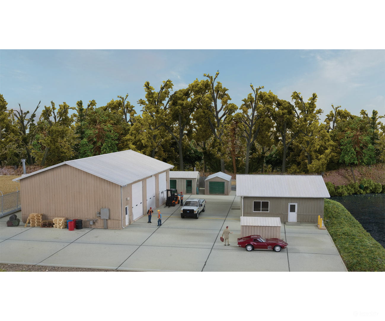 Walthers Cornerstone Ho 4122 Vehicle Maintenance Facility -- Kit - Set Of Five Buildings Structures